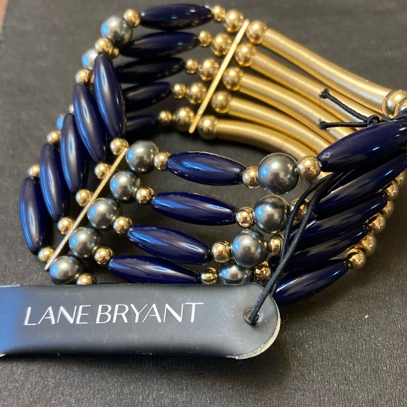 Lane Bryant NWT blue gold stretch bracelet - Picture 1 of 3
